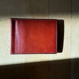 Bosca money clip Visual ID card holder reddish brown leather, very thin
